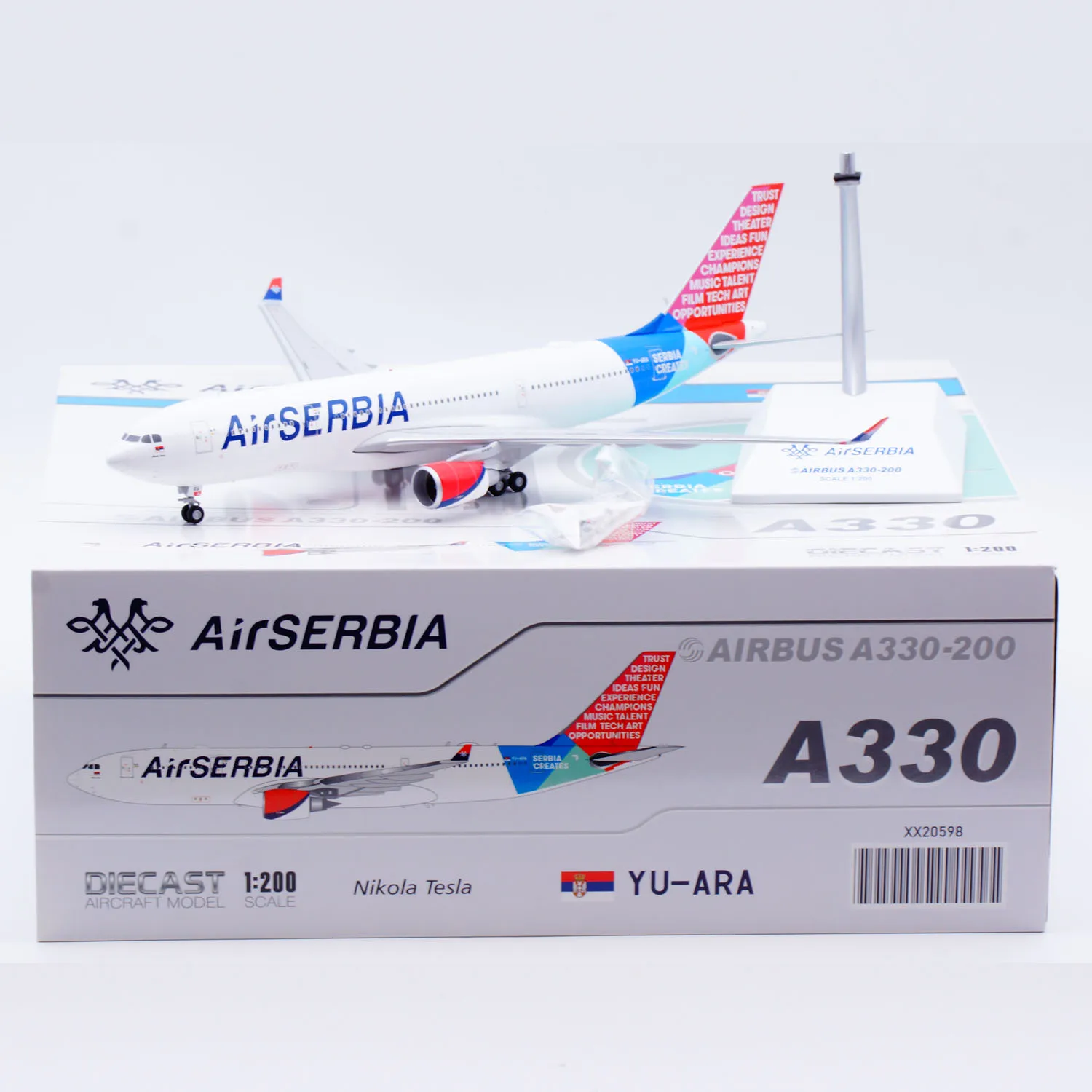 

XX20598 Alloy Collectible Plane Gift JC Wings 1:200 Air Serbia Airbus A330-200 Diecast Aircraft Jet Model YU-ARA With Stand