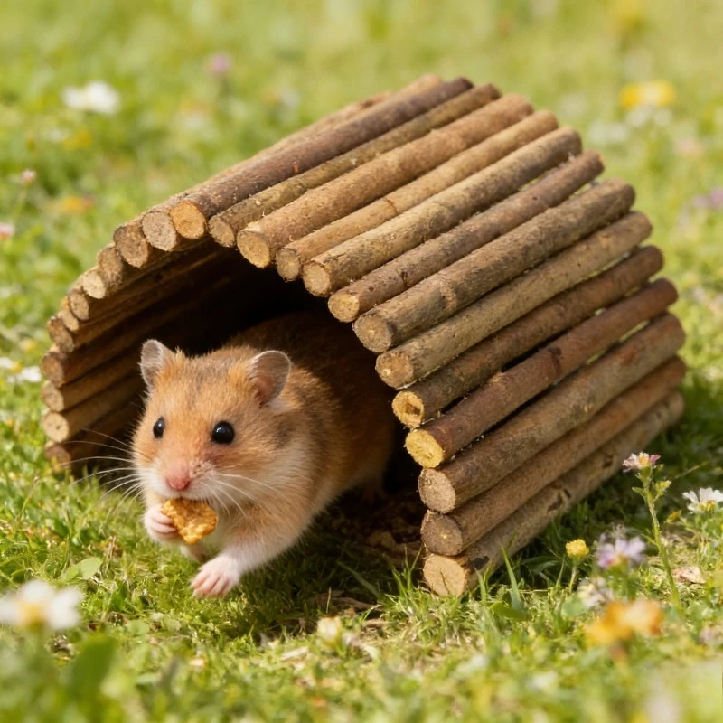 

Natural Willow Branch Ramp for Hamsters, Safe Climbing Ladder Hideout for Guinea Pigs Ferrets Hedgehogs, Non-Toxic Small Pet