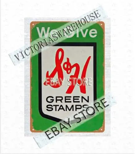 1p، ديكور جدار مقهى الحانة S&H علامة القصدير المعدنية باللون الأخضر