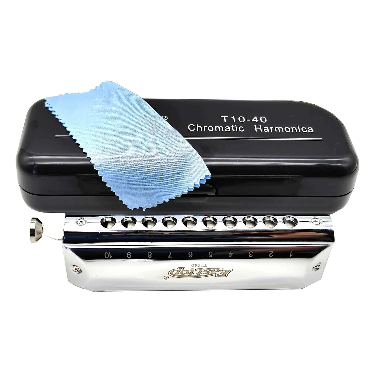 T10-40 Chromatic Harmonica Key of C,10 Holes 40 Tones Professional Mouth Organ with Slide for Adults, Professionals and Students