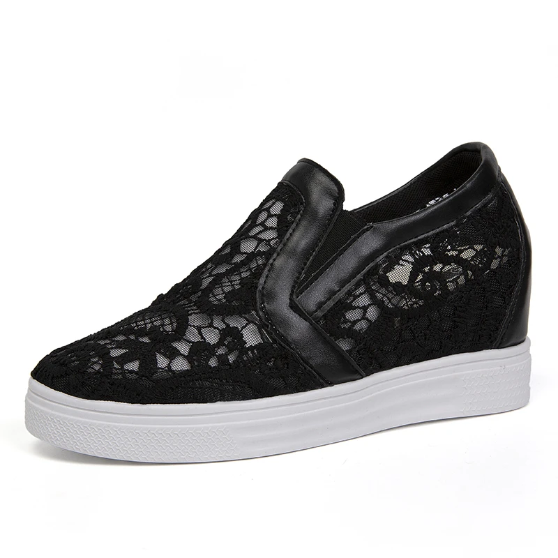 2022 Spring and Summer New Mesh Shoes Women's Breathable Mesh Shoes White Shoes Hollow Lace Inner Increase Lazy Shoes