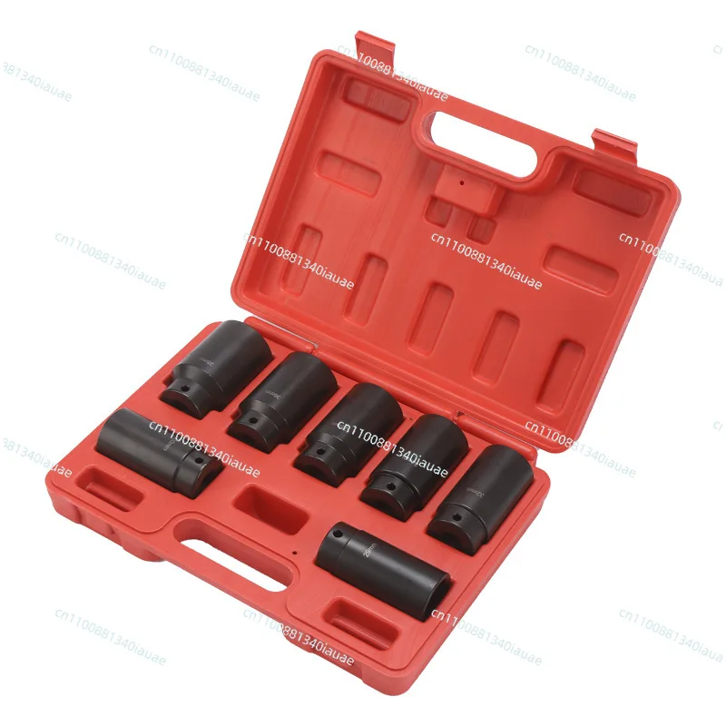 

7-Piece Wheel Half Axle Drive Shaft Nut Sleeve Pneumatic Extended Hexagonal Sleeve 29mm-38mm Auto Repair Tool