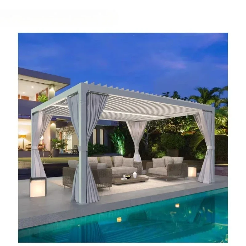 Aluminum Waterproof Louver Gazebo Outdoor Bioclimatic Awning Louvre System Roof Pergola