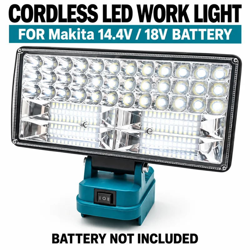 Cordless LED Work Light for Makita 18V Battery, Portable Jobsite Spotlight, 3/4/5/8 Inch Handheld Emergency Lamp