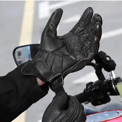 Imagen 1 del producto Guantes de motocicleta para hombre y mujer, guantes de cuero para ciclismo, Motor ATV, S-2XL, protección para bicicleta, guantes para montar en las cuatro estaciones