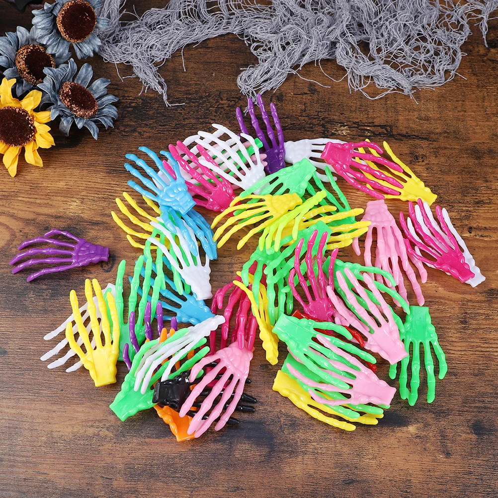 

20PCS Hand Hair Clip Girl Accessories Horrible Claws Barrettes Halloween Decor Mixed Color Kids Adult Party