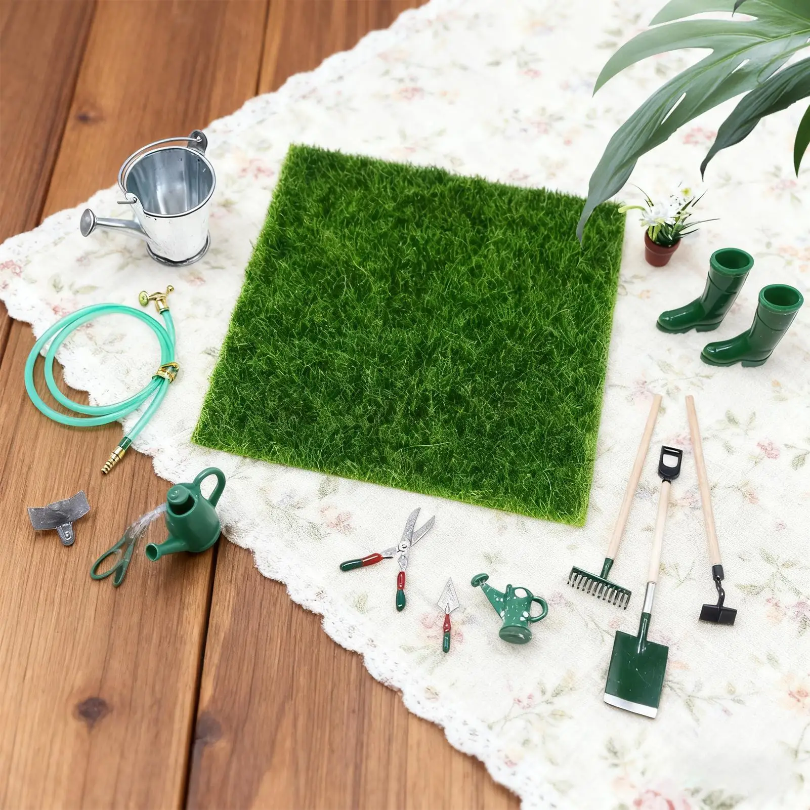 Decoração de jardinagem em miniatura decorações realistas 12 peças gnome jardim ferramentas agrícolas para colecionadores meninos meninas crianças quintal