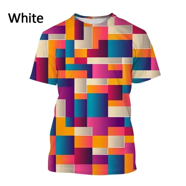 New Fashion Stripes Vertigo Casual Round Collar Unisex Short Sleeve Colorful Striped Personality 3D Printing T-Shirt