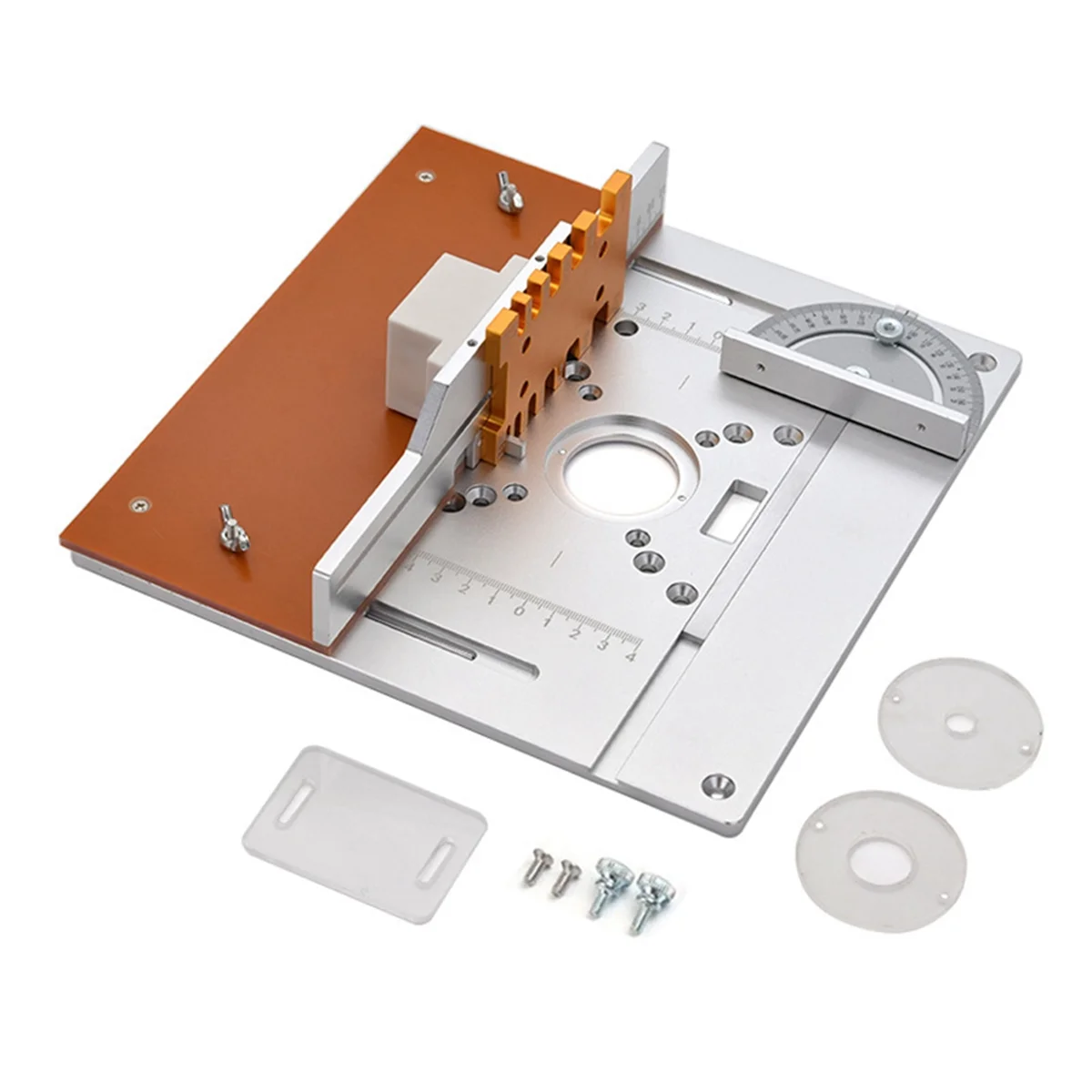ONCE Aluminium Router Table Insert Plate Electric Wood Milling Flip Board with Miter Gauge Guide Set Table Saw Workbench-C