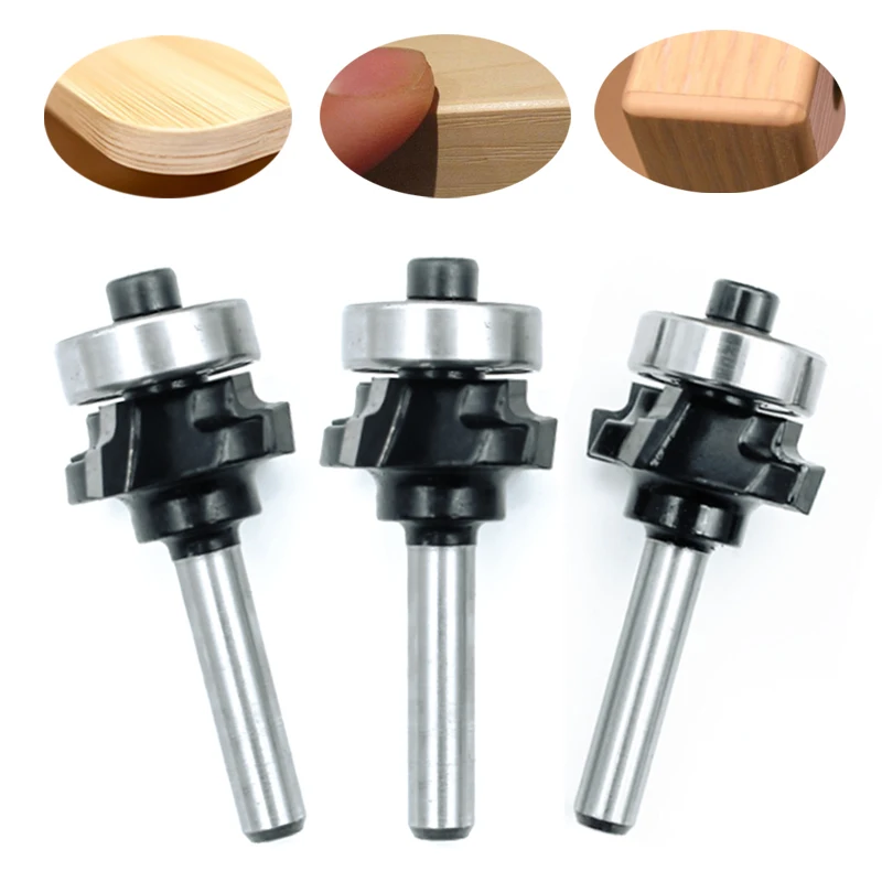 6.35mm 1/4 Shank High Quality 4 Flutes Router Bit Set Woodworking Milling Cutter R1 R2 R3 Trimming Knife Edge Band Trimmer Tools