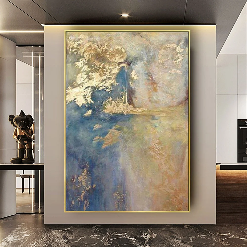 Nordic Abstract oversized Wall Art Canvas Oil Paintings Modern Gold Foil Texture Wall Picture for Living Room dinner room Decor