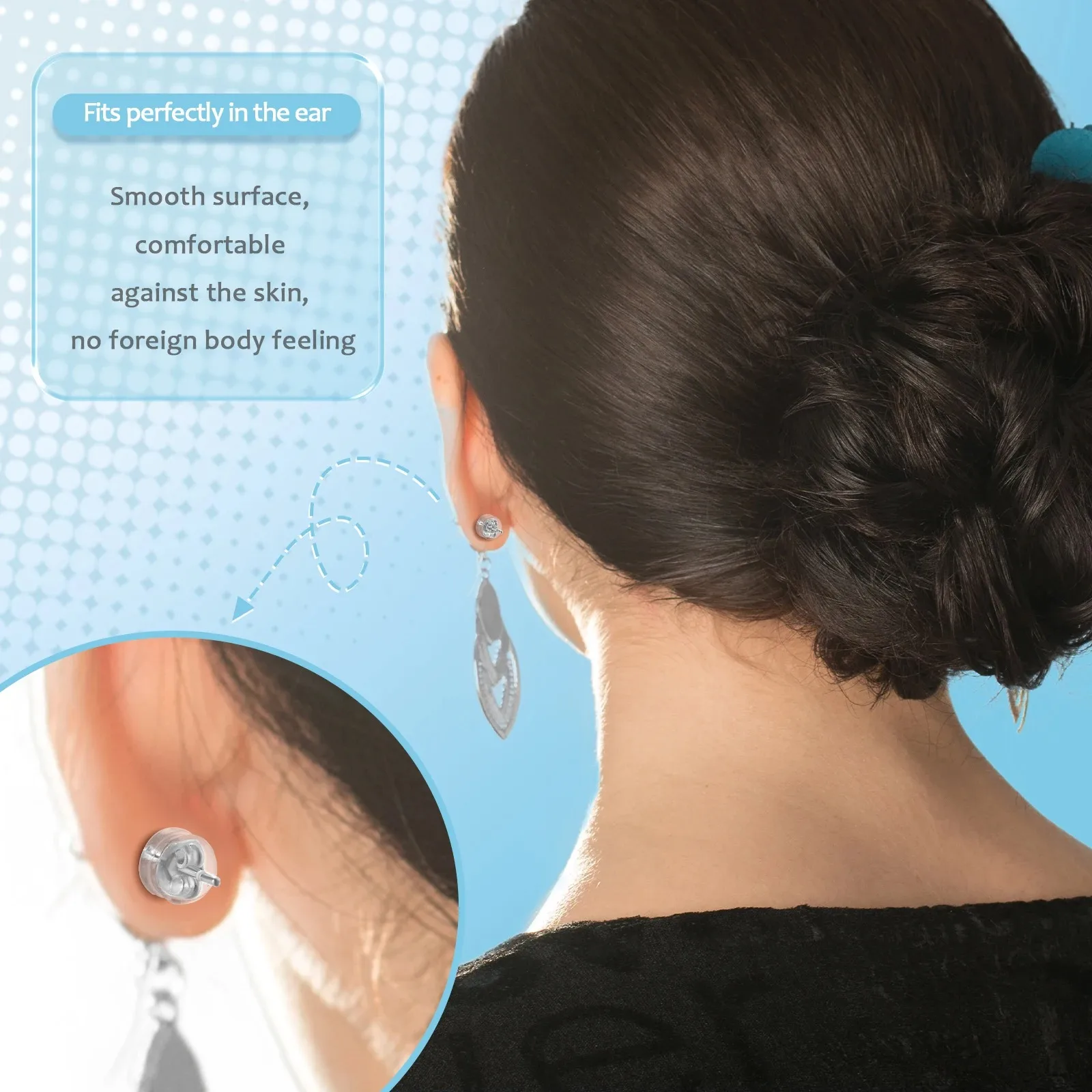 50Pcs Professional Earring Security Set - Mixed Clear/Gold/Silver Backs + Dome Stoppers w/Metal Insert | Non-Slip & Case Include