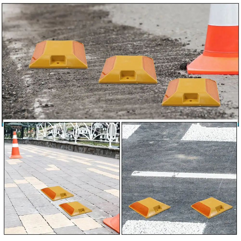 5 Pcs Road Stud Raised Sign Reflector Highway Reflective Markings Driveway Reflectors Heavy Duty Garden Markers Yellow Lighted