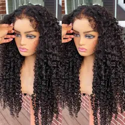 13x6 Curly Baby Hair Edges Wig 30 34 Inch Deep Wave Curly Lace Front Human Hair Wigs Transparent HD Lace Frontal Closure Wig