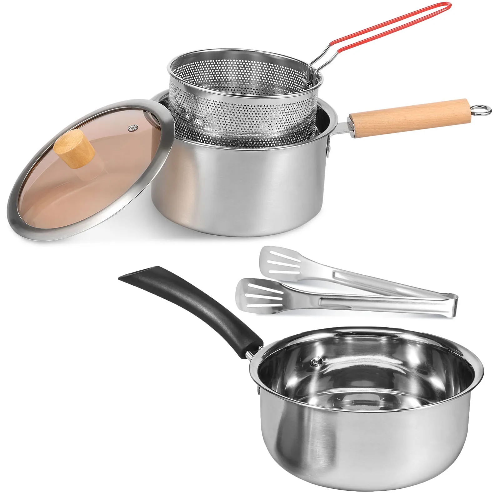 

Многофункциональная масляная фритюрница, маленькая сковорода для соуса, молочная кастрюля, глубокая фритюрница со стеклянной крышкой, кухонный инструмент для жарки курицы