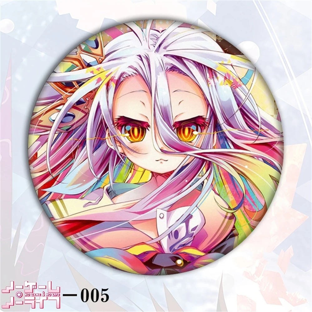 58 مللي متر أنيمي لا لعبة لا حياة الأبيض فارغة تأثيري زي شارة دبوس SPTE صفيح بروش الدعامة جيلف