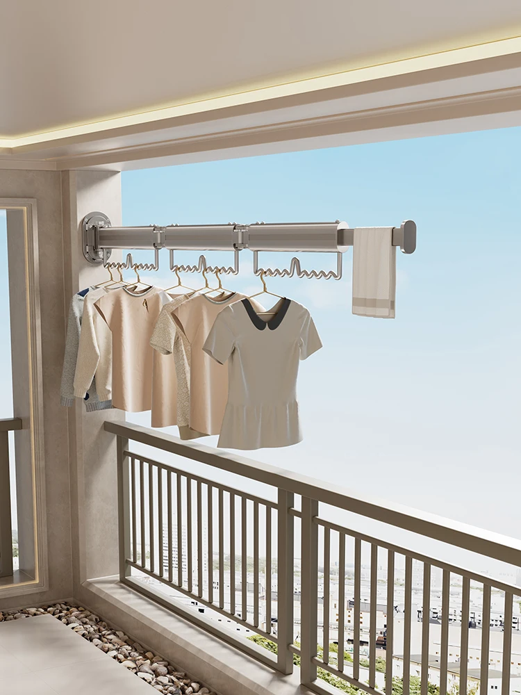 Wäscheständer, Wandmontierter Kleidertrockner, Faltbare Wäscheleine, Kleidertrockner-Aufhänger, Balkon-Ausziehbare Wäscheleine