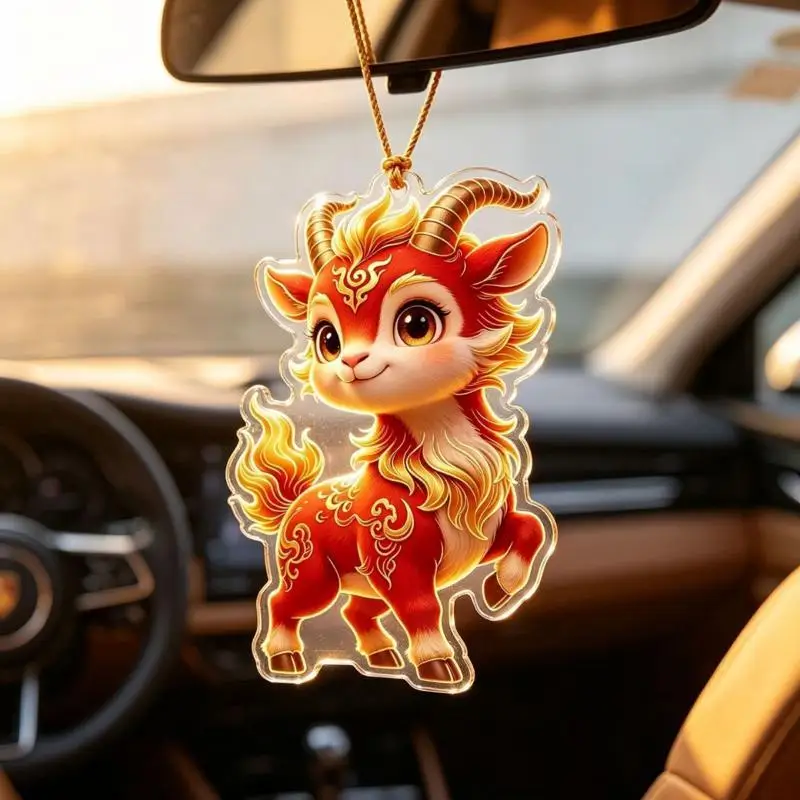 2D Acrylic Goat Hanging Ornament Cute Lunar New Year Decor Lightweight for Home Office Holiday Gift Idea