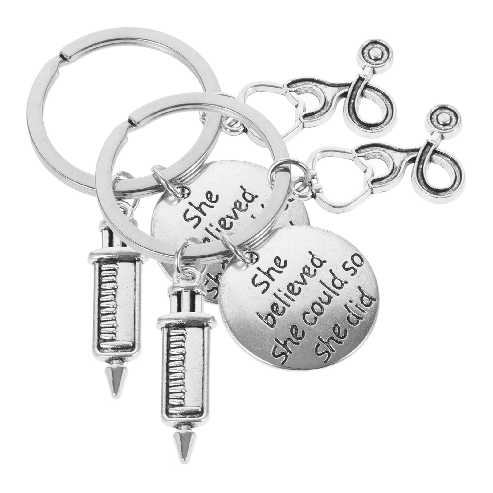 

2pcs Keychains Rings Durable Keychains Creative Key Rings Holder Syringe Ornaments Decorative Phone Bag Car Keys Accessories
