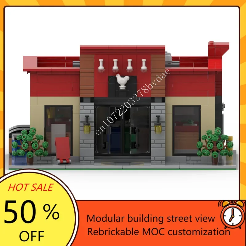 

1345PCS Rotisserie Chicken Restaurant Modular MOC Creative street view Model Custom Puzzles DIY Education Assembly Model Gifts