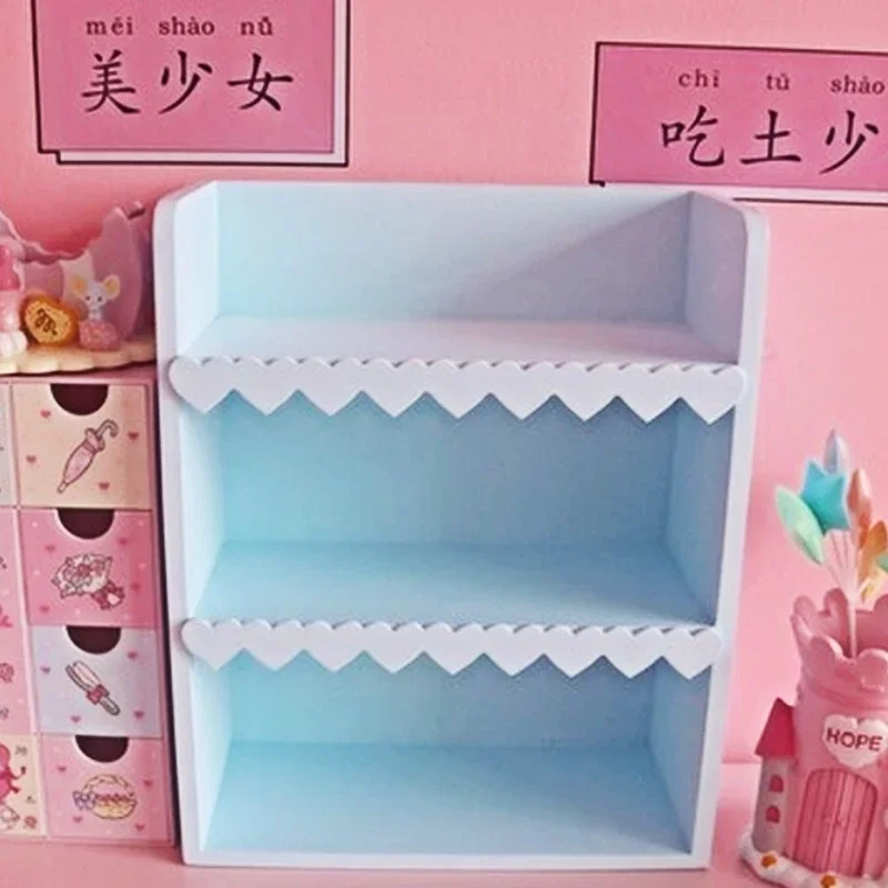 ピンクの女の子の北欧の木製キャビネット,素敵な3階建ての収納棚