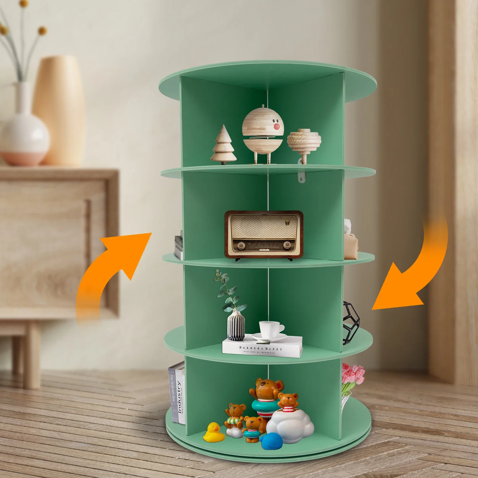 Freistehender blaugrüner Schuh-Organizer mit drehbarem Design – perfekt für einfachen Zugriff und Organisieren