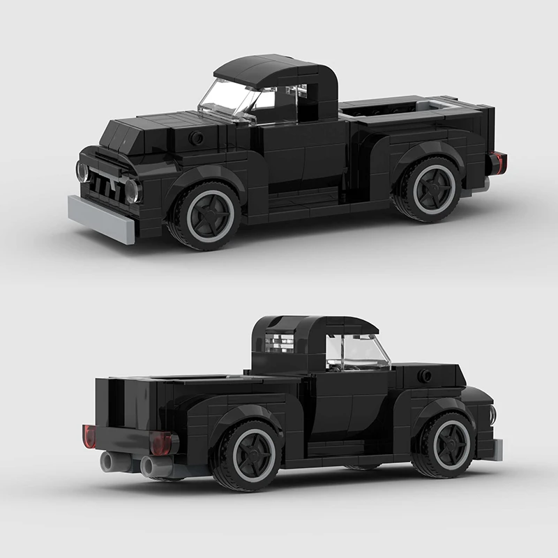 Pickup Truck MOC F100 Mini Van City Tool Car Black Speed Champions Power Building Blocks Bricks Vehicle Technique Kids Toys Gift