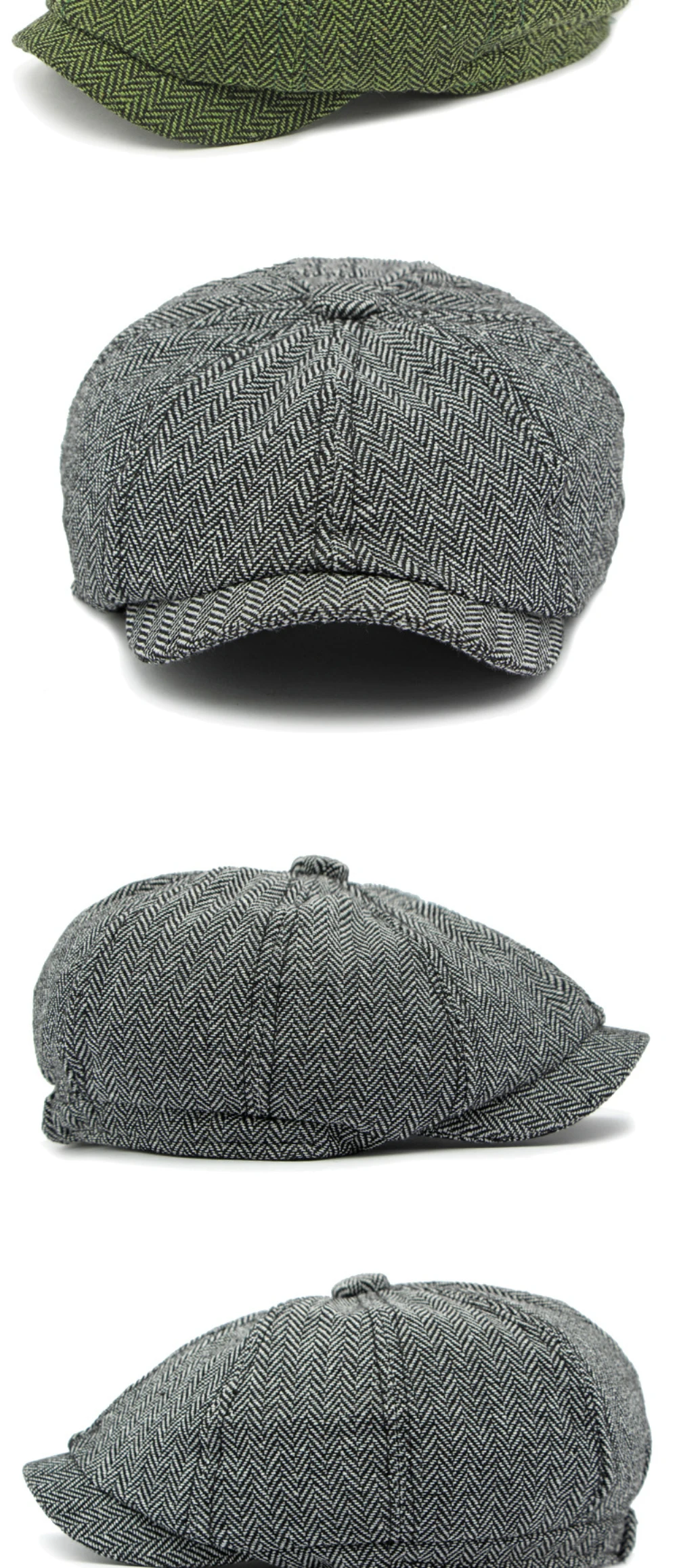 HT4608 Baskenmützen für Männer und Frauen, Künstler- und Maler-Baskenmütze, achteckige Baskenmütze, gestreifte Ivy-Flachmütze für Herren und Damen, Baskenmützen für Frühling, Herbst und Winter. – Detail 6