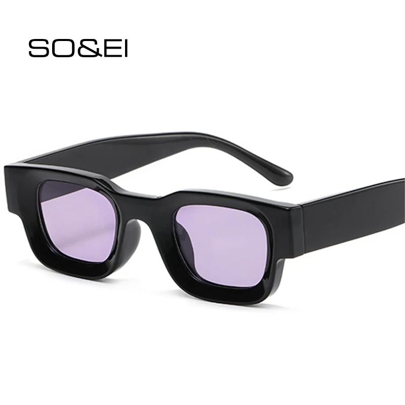 SO&EI Ins Popular Fashion Square Polarized Sunglasses Women Retro Clear Ocean Lens Eyewear Men Punk Sun Glasses Shades UV400