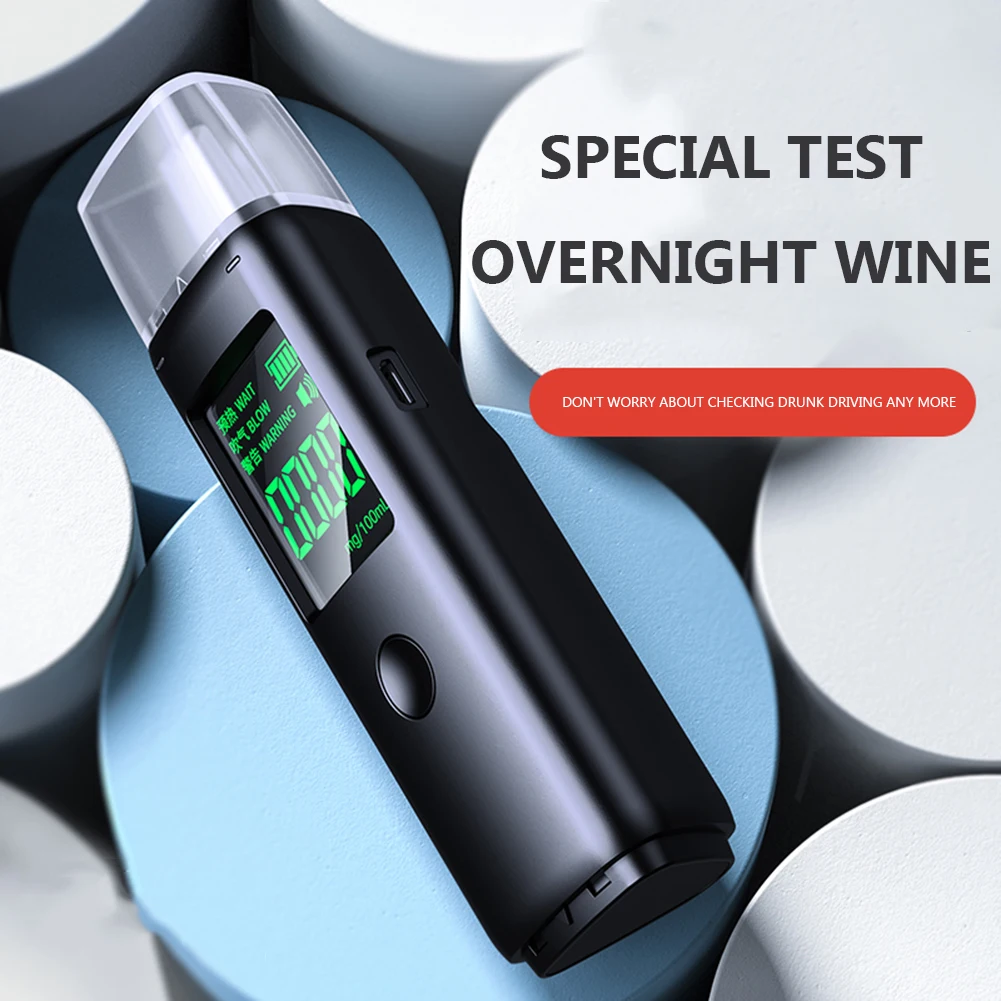 Digital Alcohol Detector Rechargeable Electronic Alcohol Tester High Accuracy with Mouthpieces for Personal & Professional Use