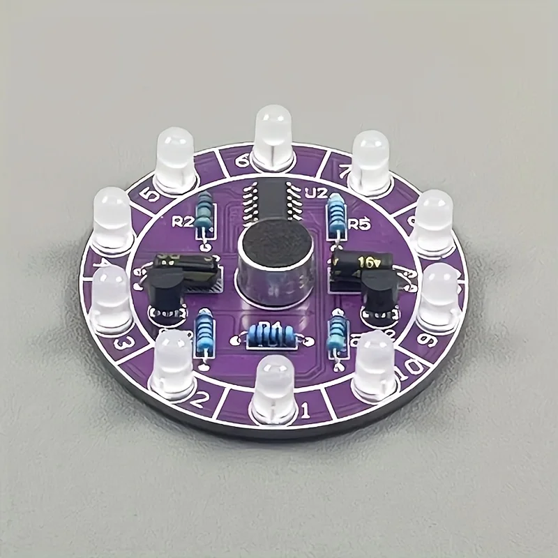 Pratique de soudage SMD CD4017 Kit de lumière LED rotative à commande vocale rouge Kit de bricolage électronique laboratoire d'étudiant