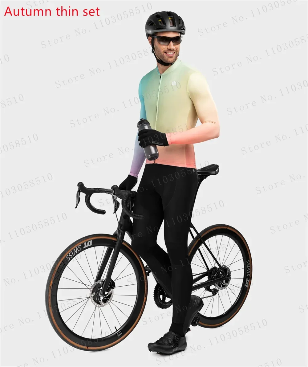 

SIROKO Team Spring Long Cycling Jersey Sets Breathable Long Sleeve Spring New Men's MTB Bicycle Clothing Suits Roupa Ciclismo