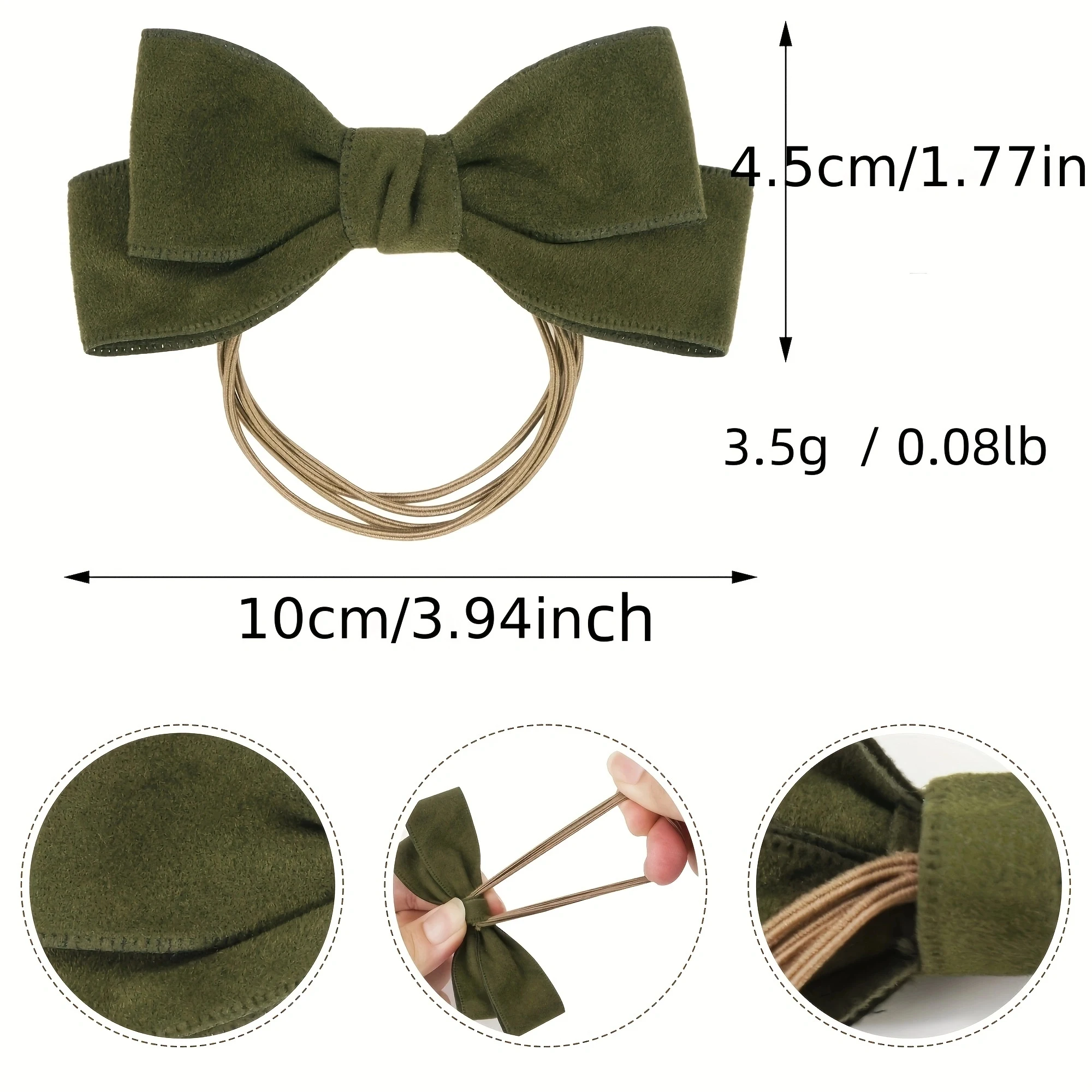 4 Pcs/set New Fashion Autumn Winter 4Inch Bow Flocking Hair Ring Elastic Hair Bands for Women Girl Hair Accessories Headwear