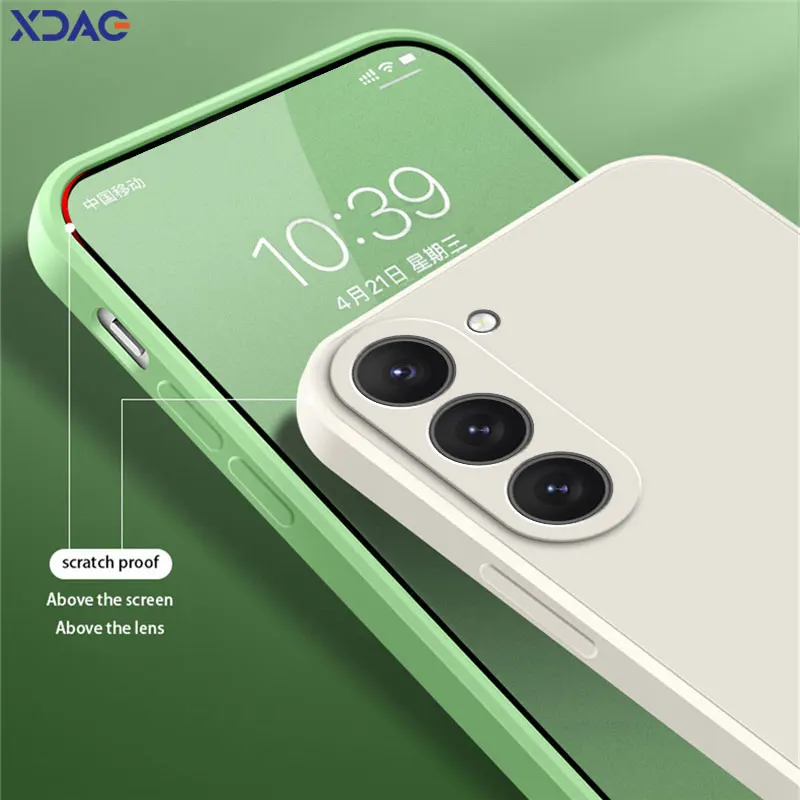 Square Liquid Silicone Phone Cases for Samsung Galaxy S23 Plus Ultra FE Soft Shockproof Covers SamsungS23 S23FE S23Plus S23Ultra
