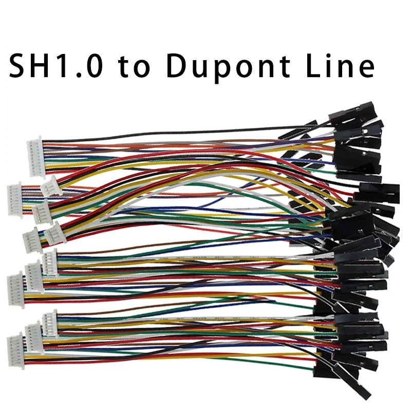 

10Pcs SH1.0 to Dupont Line Electronic Wire-2P/3P/4P/5P/6 Pin To 2.54mm Dupont Male/Female Wire Connector Color Cable