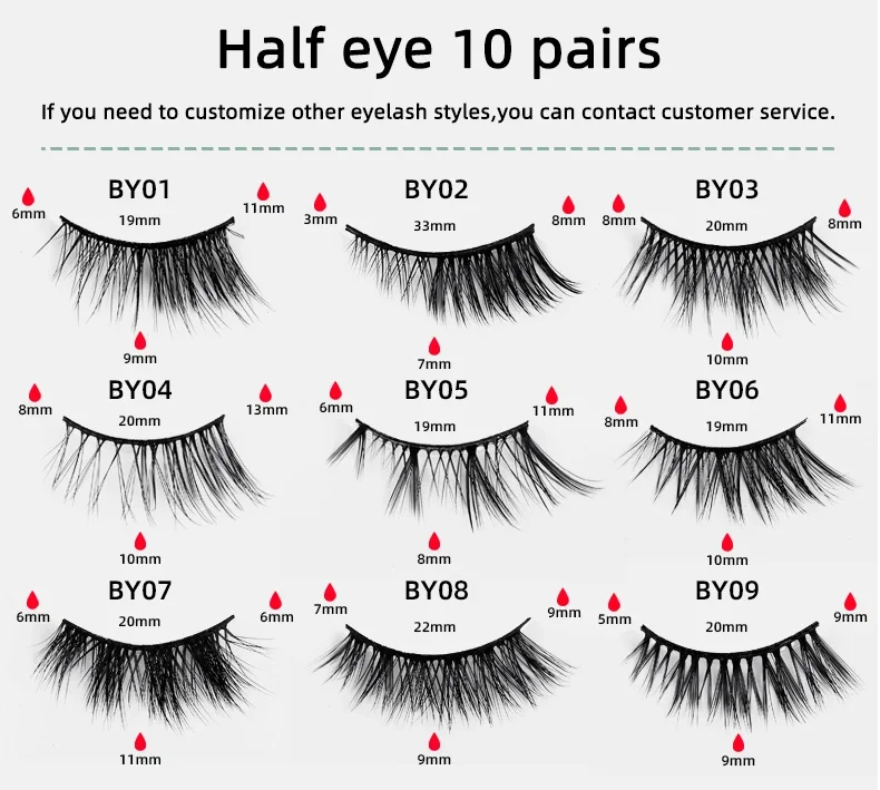 Goodobe Half Eye 10 Paar Natürliche Fuchsaugen-Make-up-Wimpern Süßer Coole Stil Flauschig Geeignet für Leichtes Make-up – Detail 14