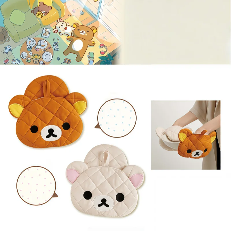 

Термостойкая стеганая подставка для кастрюль и чашек Rilakkuma в японском мультяшном стиле с петлей для подвешивания для кухни, выпечки и приготовления пищи