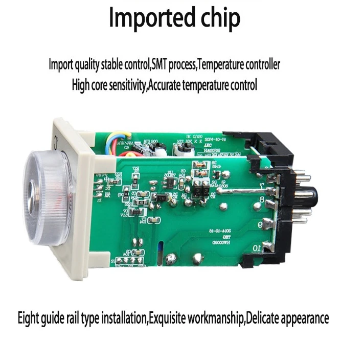 Controlador de temperatura E5C2 E5C4, perilla de puntero, pantalla Digital AC 220V 0-399 ℃   Entrada K de salida de relé con enchufe