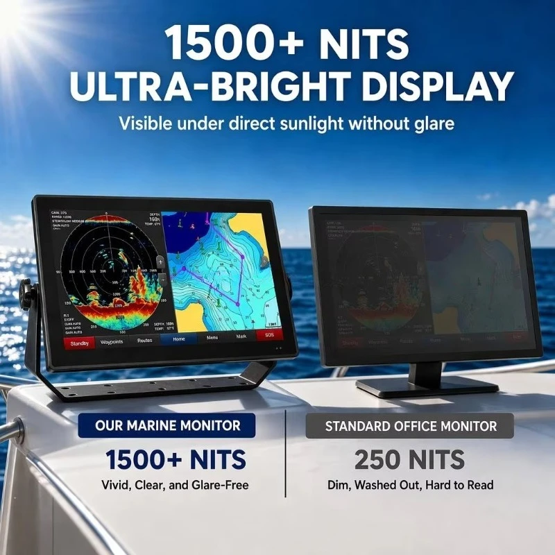 Fully Waterproof IP67 Industrial Sunlight-Readable Touch Screen for Marine Use