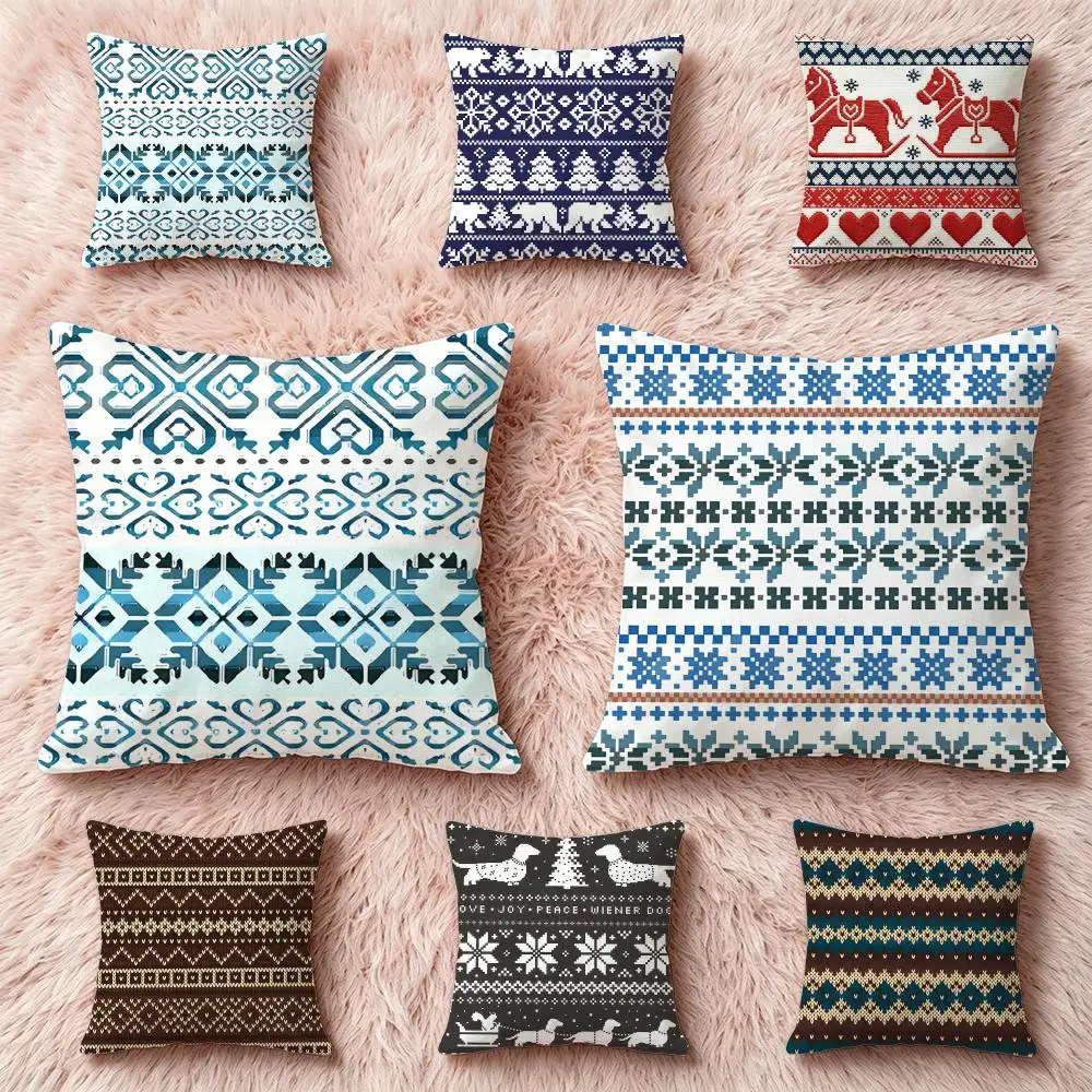 Pattern Fair Isle PatternS Cushion Cover Pillow Short Plush Pillow Cute Simple Style For Living Room Bedroom Birthday Gift