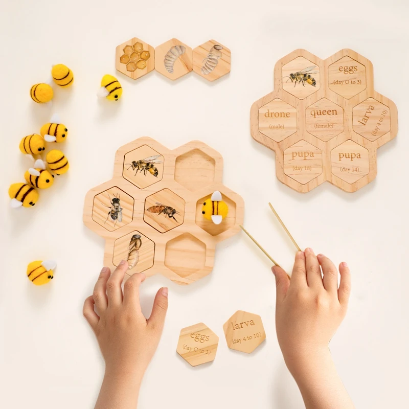 Montessori Bee Board Brinquedos De Madeira, Bebê Early Brinquedos Educativos, Classificação De Cores, Brinquedo De Madeira Sensorial, Clip Beads Jogos, Presente, 1 Conjunto