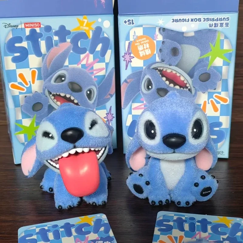Nova disney stitch caixa cega mao mao aventura série misteriosa caixa surpresa figura pvc modelo brinquedo decoração coleção brinquedos