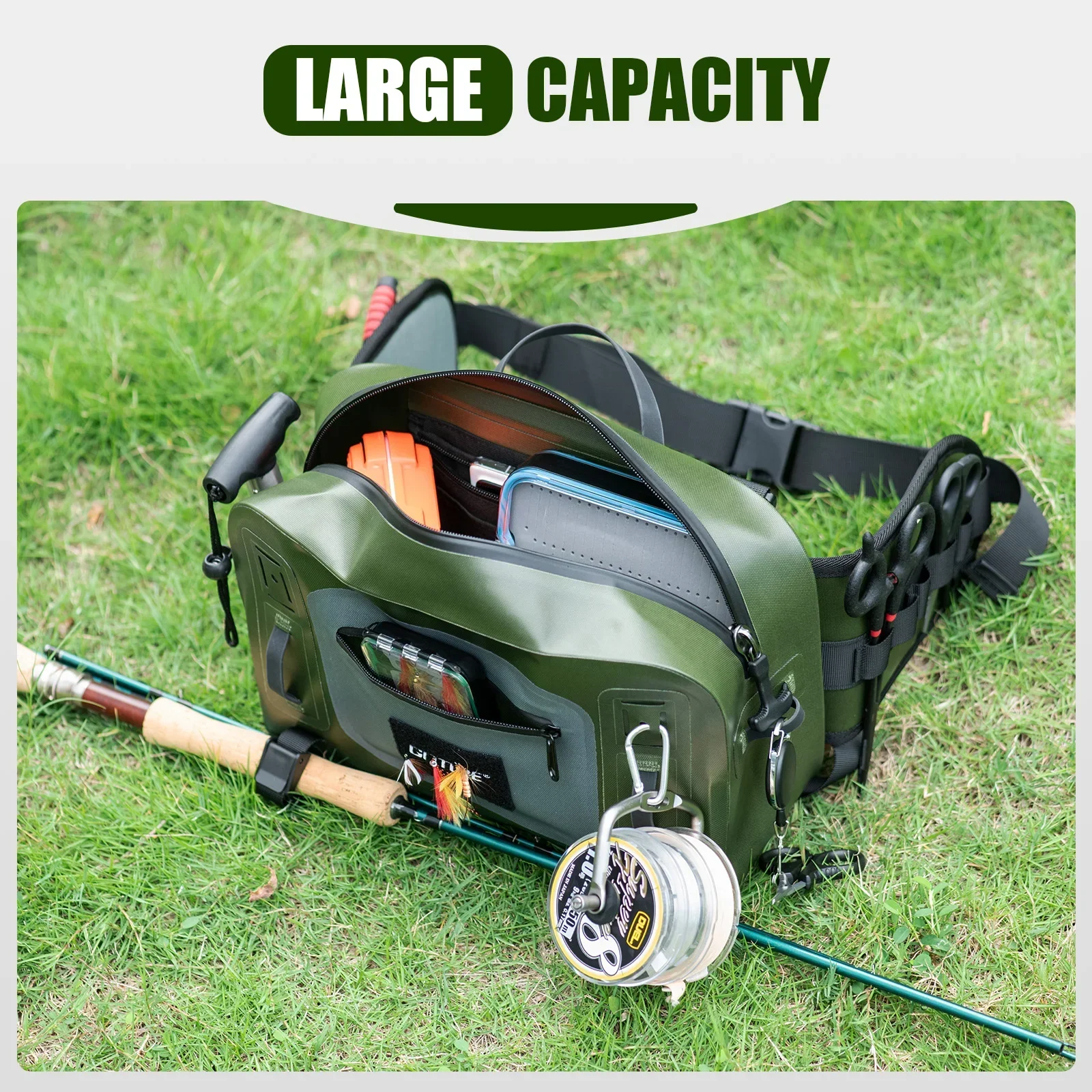 goture-34-22-105cm-fly-fishing-bag-ipx8-waterproof-multifunctional-waist-pack-luya-bag-tackle-storage-rod-holder-cross-body