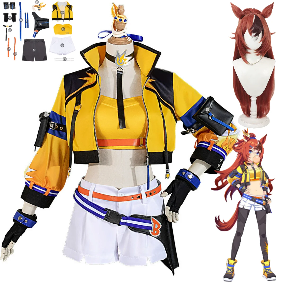 

Game Umamusume: Pretty Derby Cinderella Gray Folkqueen Cosplay Costume Wig Yellow Sexy Skirt Uniform Woman Cute Carnival Suit