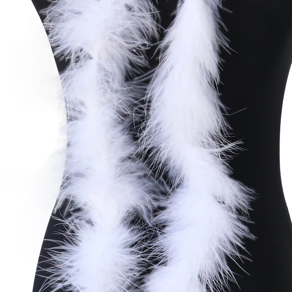 

2 Meter White Feathers Real Turkey Feather Boas 11Grams Dyed Scraf Colorful for Wedding Dress Skirt Sewing Accessory Craft Shawl