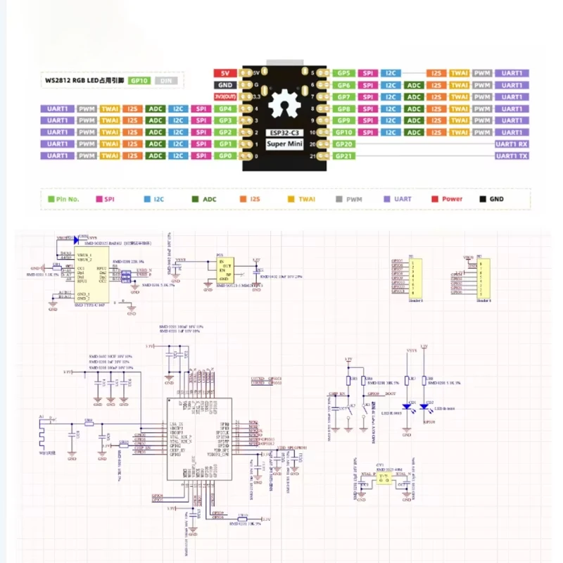 ESP32 C3 SuperMini Placa de desarrollo ESP32-C3 WiFi Bluetooth módulo esp32-s3 esp32-c3 Snvi