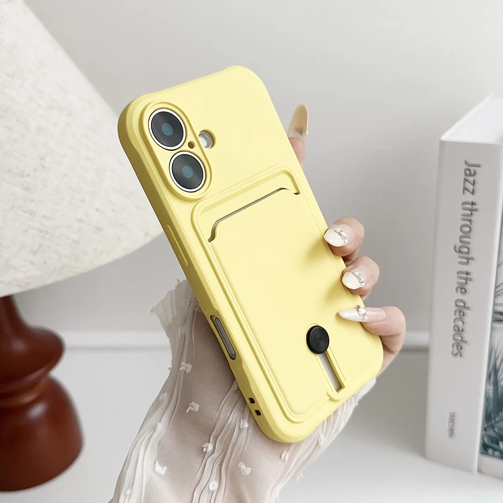Weiche Silikon-Kartenhalter-Brieftaschen-Handyhülle für iPhone 17 16 16e 15 14 Plus 13 12 Mini 11 Pro Max Plus mit Kameraschutzabdeckung – Detail 4