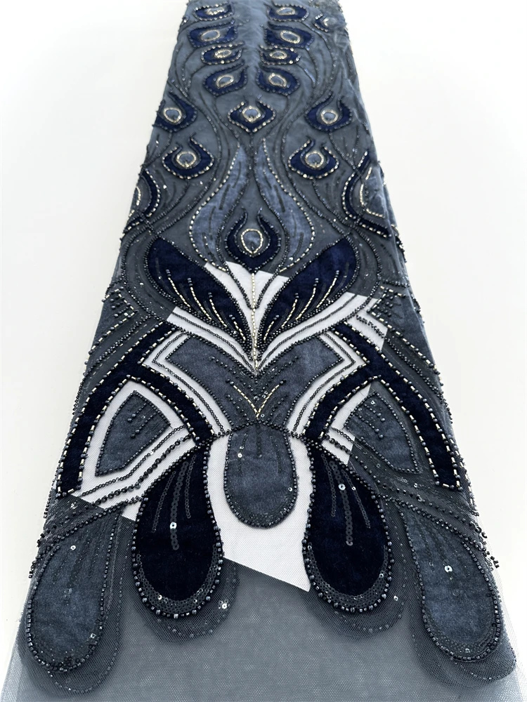 2025년 고품질 여성 파티용 아프리카 벨벳 레이스 원단, 나이지리아 프랑스 자수 레이스 웨딩 소재