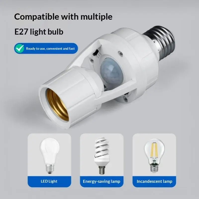 Adjustable E27 PIR Infrared Motion Sensor Bulb Holder Adapter Automatic Human Body Detector LED Switch