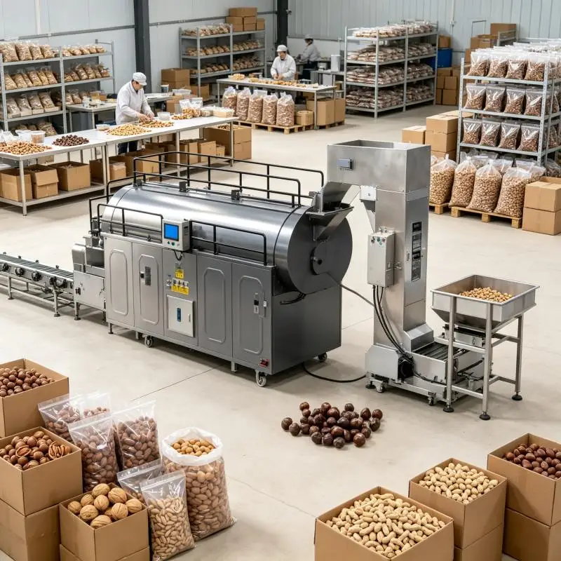 Walnut Nut Pistachios Groundnut Palm Kernel Almond Soya Bean Drying Roast Roaster Equipment Line Machine